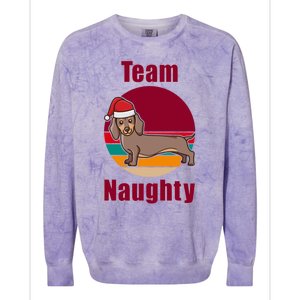 Xmas Doxie Team Naughty List Funny Santa Dachshund Christmas Gift Colorblast Crewneck Sweatshirt