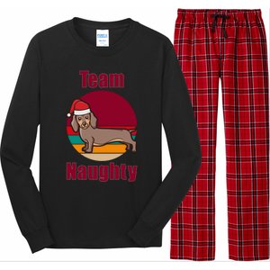 Xmas Doxie Team Naughty List Funny Santa Dachshund Christmas Gift Long Sleeve Pajama Set