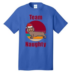 Xmas Doxie Team Naughty List Funny Santa Dachshund Christmas Gift Tall T-Shirt