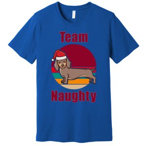 Xmas Doxie Team Naughty List Funny Santa Dachshund Christmas Gift Premium T-Shirt