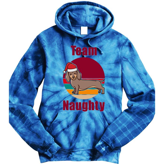 Xmas Doxie Team Naughty List Funny Santa Dachshund Christmas Gift Tie Dye Hoodie