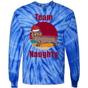 Xmas Doxie Team Naughty List Funny Santa Dachshund Christmas Gift Tie-Dye Long Sleeve Shirt