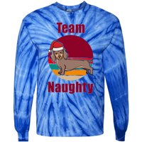 Xmas Doxie Team Naughty List Funny Santa Dachshund Christmas Gift Tie-Dye Long Sleeve Shirt