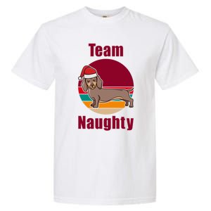 Xmas Doxie Team Naughty List Funny Santa Dachshund Christmas Gift Garment-Dyed Heavyweight T-Shirt