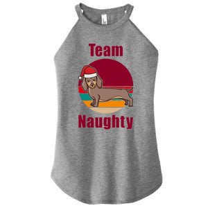 Xmas Doxie Team Naughty List Funny Santa Dachshund Christmas Gift Women's Perfect Tri Rocker Tank