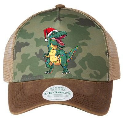 Xmas Dinosaur T Rex Santa Christmas Tree Lights Gift Legacy Tie Dye Trucker Hat