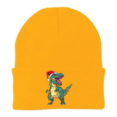 Xmas Dinosaur T Rex Santa Christmas Tree Lights Gift Knit Cap Winter Beanie