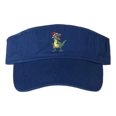 Xmas Dinosaur T Rex Santa Christmas Tree Lights Gift Valucap Bio-Washed Visor