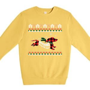 Xmas Dachshund With Scarf Dashing Through The Snow Premium Crewneck Sweatshirt