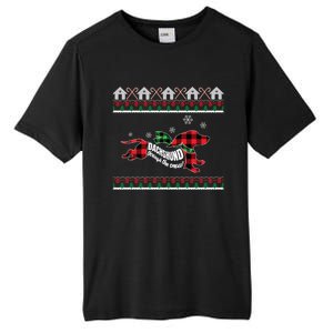 Xmas Dachshund With Scarf Dashing Through The Snow Tall Fusion ChromaSoft Performance T-Shirt