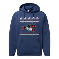 Xmas Dachshund With Scarf Dashing Through The Snow Performance Fleece Hoodie