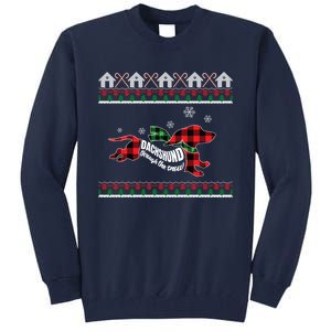 Xmas Dachshund With Scarf Dashing Through The Snow Tall Sweatshirt