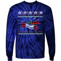 Xmas Dachshund With Scarf Dashing Through The Snow Tie-Dye Long Sleeve Shirt