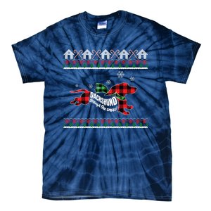 Xmas Dachshund With Scarf Dashing Through The Snow Tie-Dye T-Shirt