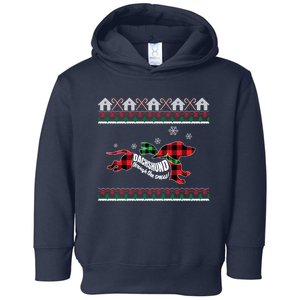 Xmas Dachshund With Scarf Dashing Through The Snow Toddler Hoodie