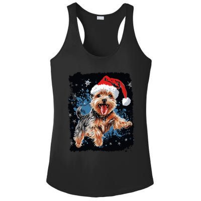 Xmas Dog Yorkshire Terrier Christmas Gift Ladies PosiCharge Competitor Racerback Tank