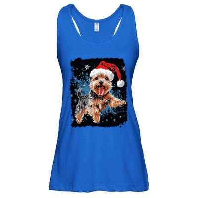 Xmas Dog Yorkshire Terrier Christmas Gift Ladies Essential Flowy Tank