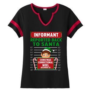 Xmas Elf Reported Back To Santa North Pole Correctional Ladies Halftime Notch Neck Tee