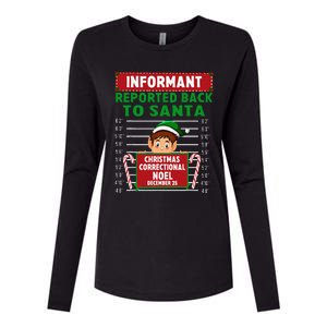 Xmas Elf Reported Back To Santa North Pole Correctional Womens Cotton Relaxed Long Sleeve T-Shirt