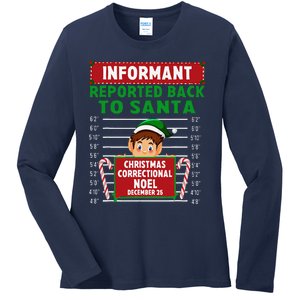 Xmas Elf Reported Back To Santa North Pole Correctional Ladies Long Sleeve Shirt