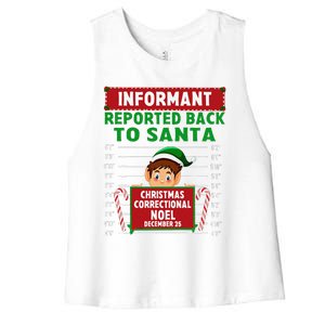 Xmas Elf Reported Back To Santa North Pole Correctional Women's Racerback Cropped Tank