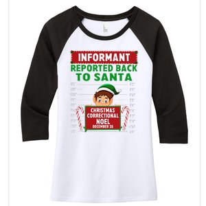 Xmas Elf Reported Back To Santa North Pole Correctional Women's Tri-Blend 3/4-Sleeve Raglan Shirt