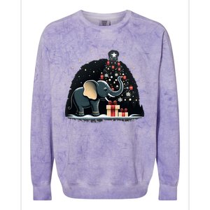 Xmas Elephant Santa On Christmas Elephant Colorblast Crewneck Sweatshirt