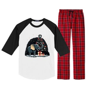 Xmas Elephant Santa On Christmas Elephant Raglan Sleeve Pajama Set