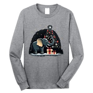 Xmas Elephant Santa On Christmas Elephant Long Sleeve Shirt