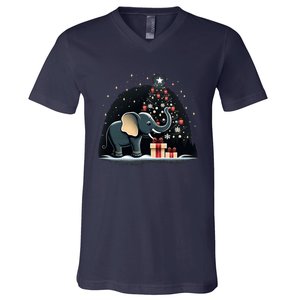 Xmas Elephant Santa On Christmas Elephant V-Neck T-Shirt