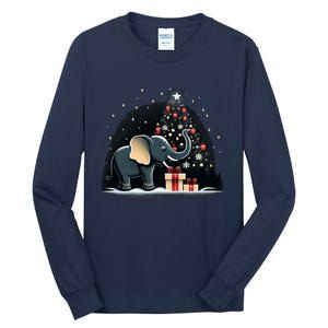 Xmas Elephant Santa On Christmas Elephant Tall Long Sleeve T-Shirt