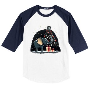 Xmas Elephant Santa On Christmas Elephant Baseball Sleeve Shirt