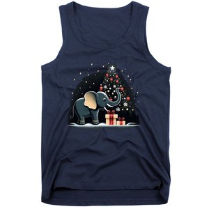 Xmas Elephant Santa On Christmas Elephant Tank Top