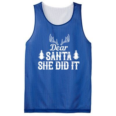 Xmas Funny Dear Santa She Did It Gift Mesh Reversible Basketball Jersey Tank