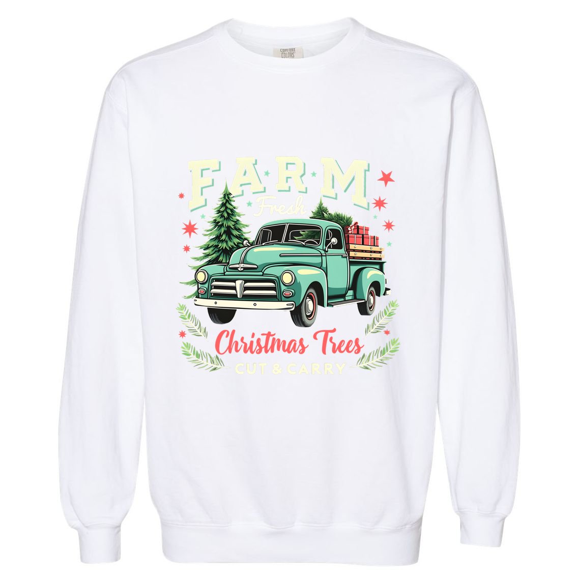 Xmas Farm Fresh Christmas Trees Cut And Carry Monster Truck Gift Garment-Dyed Sweatshirt