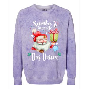 Xmas Funny Gift SantaS Favorite School Bus Driver Christmas Gift Colorblast Crewneck Sweatshirt