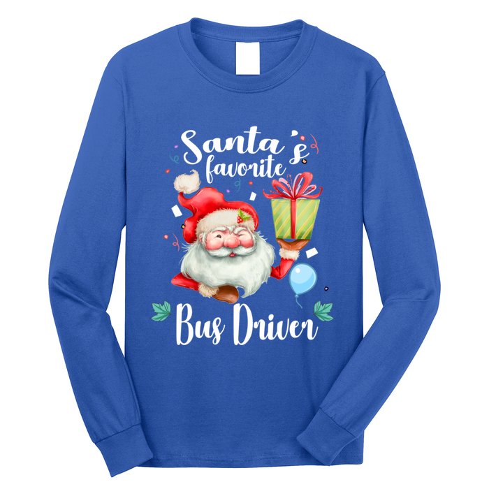 Xmas Funny Gift SantaS Favorite School Bus Driver Christmas Gift Long Sleeve Shirt