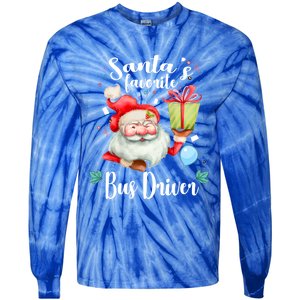 Xmas Funny Gift SantaS Favorite School Bus Driver Christmas Gift Tie-Dye Long Sleeve Shirt