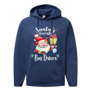 Xmas Funny Gift SantaS Favorite School Bus Driver Christmas Gift Performance Fleece Hoodie