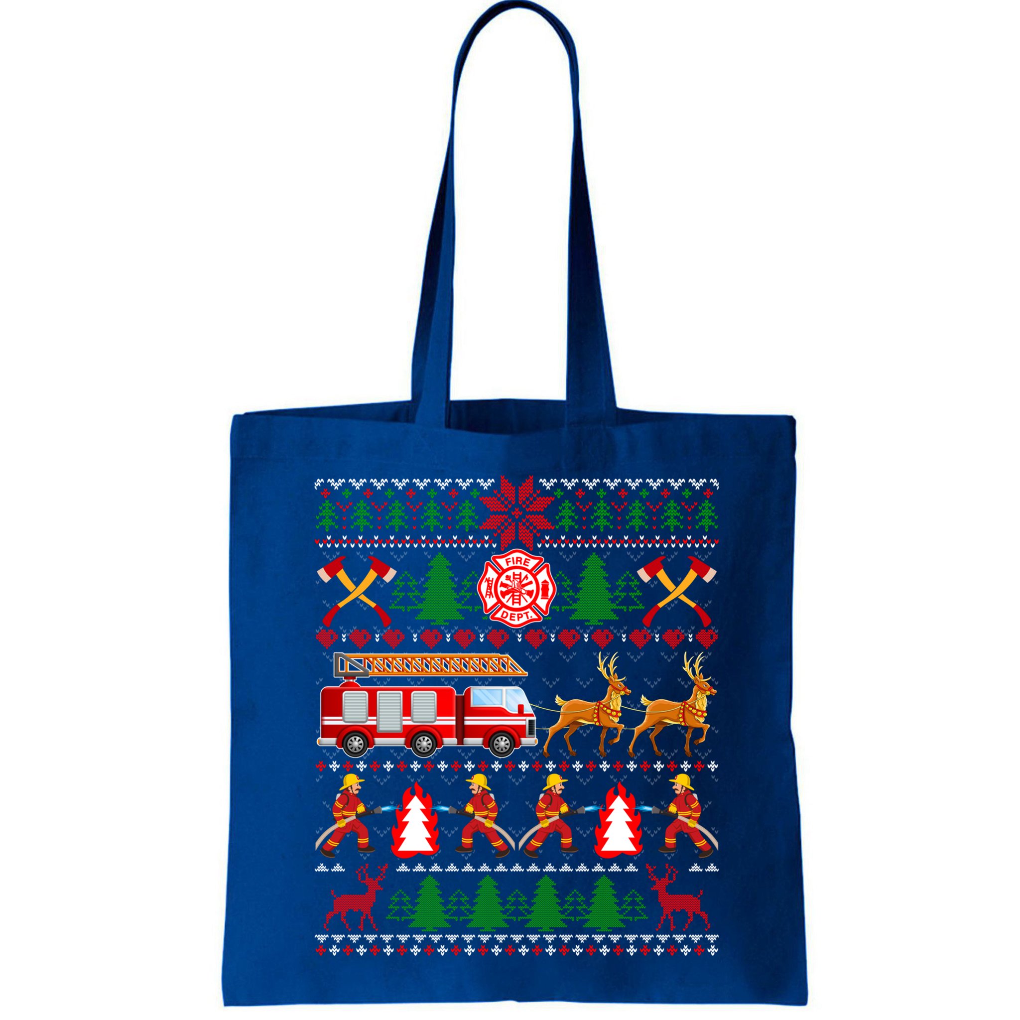 Xmas Firefighter Lover Fire Truck Fire Ugly Sweater Gift Bag