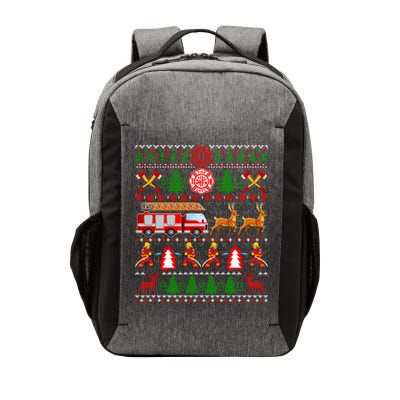 Xmas Firefighter Lover Fire Truck Fire Ugly Sweater Gift Vector Backpack
