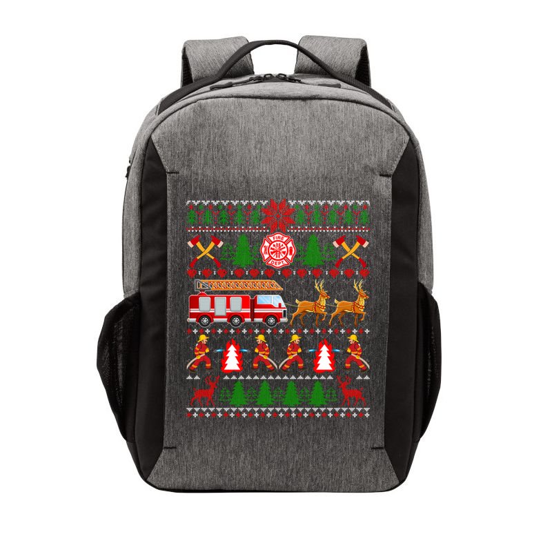 Xmas Firefighter Lover Fire Truck Fire Ugly Sweater Gift Vector Backpack