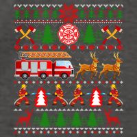 Xmas Firefighter Lover Fire Truck Fire Ugly Sweater Gift Vector Backpack