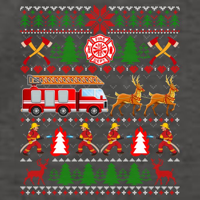 Xmas Firefighter Lover Fire Truck Fire Ugly Sweater Gift Vector Backpack