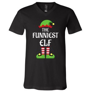 Xmas Family Matching Funny I'm The Funniest Elf Christmas V-Neck T-Shirt