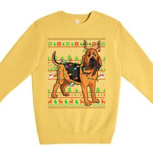 Xmas Family Matching Reindeer Ugly Bloodhound Christmas Gift Premium Crewneck Sweatshirt