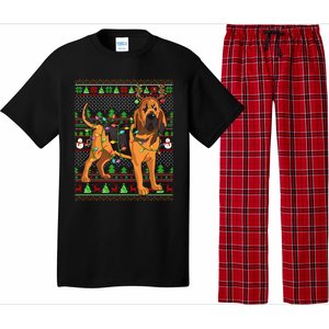 Xmas Family Matching Reindeer Ugly Bloodhound Christmas Gift Pajama Set