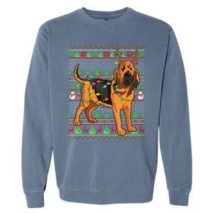 Xmas Family Matching Reindeer Ugly Bloodhound Christmas Gift Garment-Dyed Sweatshirt