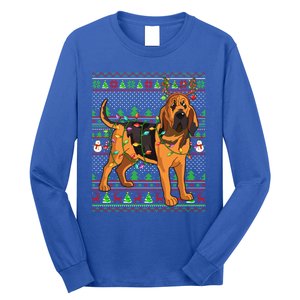 Xmas Family Matching Reindeer Ugly Bloodhound Christmas Gift Long Sleeve Shirt