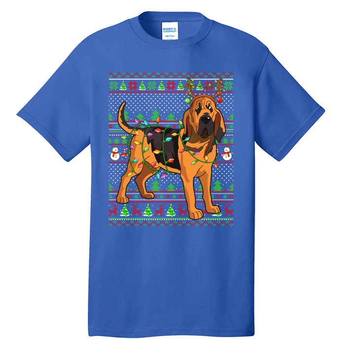 Xmas Family Matching Reindeer Ugly Bloodhound Christmas Gift Tall T-Shirt